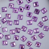 Стразы квадрат (сиреневые), пластик, 20 шт, d.2.5 мм