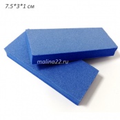 Баф прямоугольник узкий 100/180 грит (синий, в индивидуальной упаковке) 7,5*3*1 см