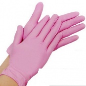 Перчатки неопудренные НИТРИЛОВЫЕ, с добавлением винила, размер M (розовые), уп/100 шт
