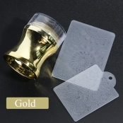 Штамп силиконовый для стемпинга с крышечкой (золото металлик) + 2 пластины d.4 см. 
